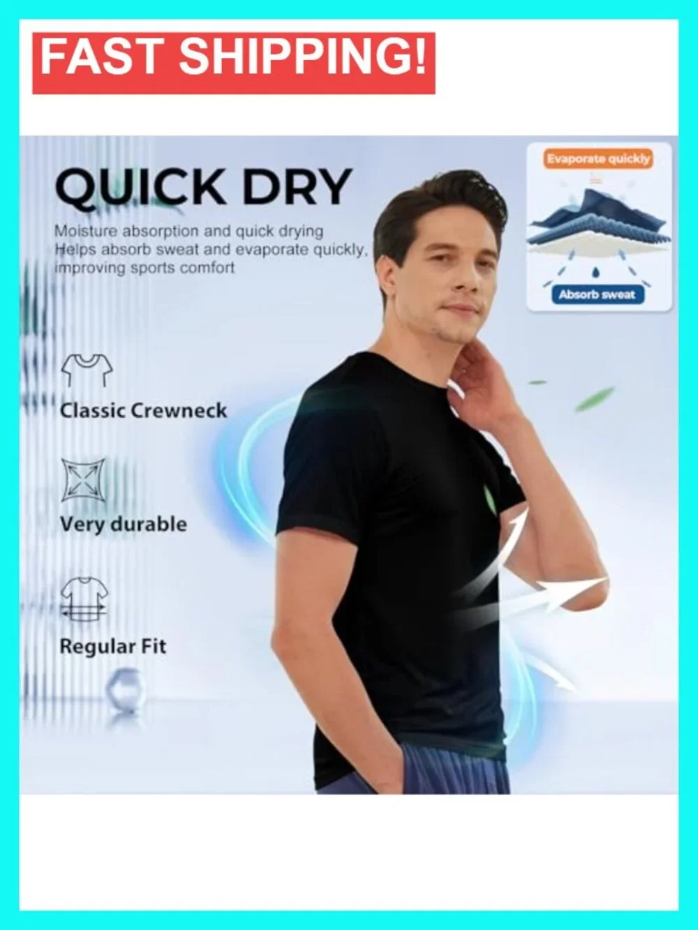 Moisture Wicking Crewneck Undershirts 6 Pack Breathable Stretch Soft Tees
